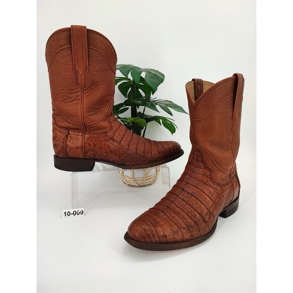 Tecovas Caiman Belly Cowboy Boots Brown Exotic Leather Western Men 10 EE main image 10